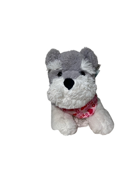 Hug Me 11" Dog With Bandana Gray & White Schnauzer Stuffed Plush Toy